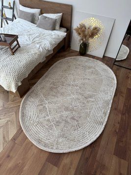 Килим овальний абстрактний мармуровий, Кремовий 232300 фото