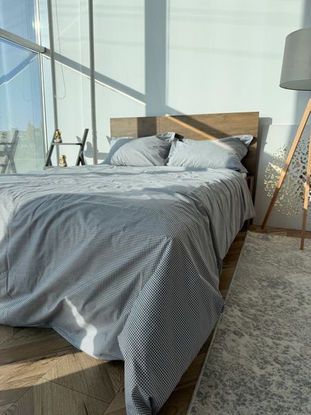 Комплект постільної білизни, ранфорс, сіра клітинка 160948-oneandhalf фото