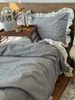 Постельное белье серая клетка с молочными рюшами